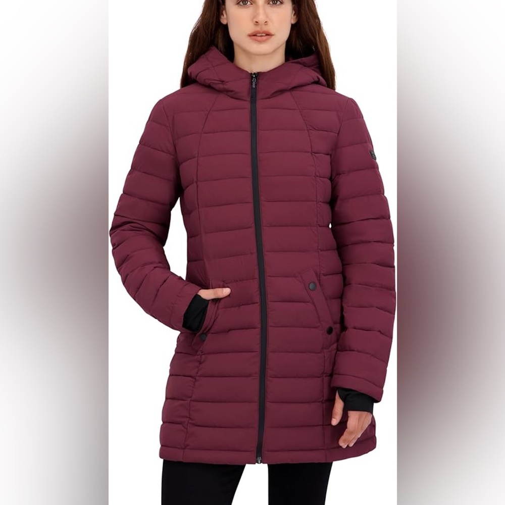 HFX Halifax Scuba Stretch Active Hooded Puffer Coat Garnet Size XL